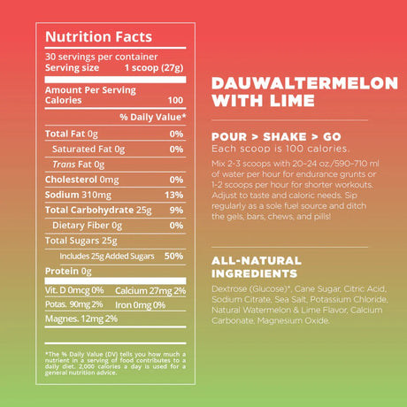 Dauwaltermelon tailwind endurance fuel drink mix nutrition information