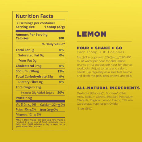 Lemon tailwind endurance fuel drink mix nutrition information