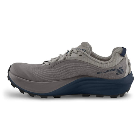Side view of Topo Athletic Pursuit 3 for men's in Grey/Navy colour