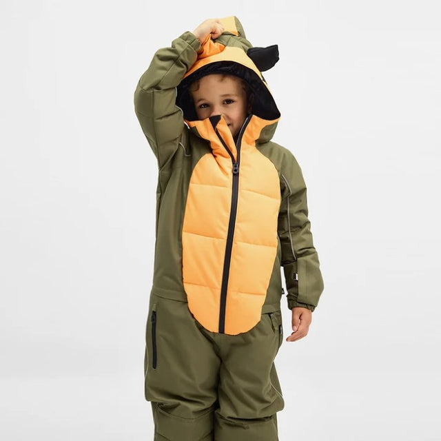 Front on-model view of Weedo Khamondo Kid's Snowsuit in Khamondo colour