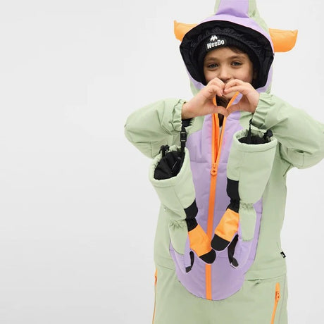 Front on-model view of Weedo Lilido Kid's Snowsuit in Lilido colour