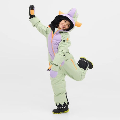Front on-model view of Weedo Lilido Kid's Snowsuit in Lilido colour
