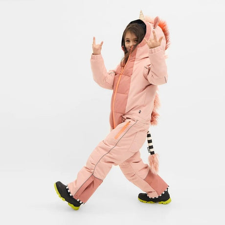 Front on-model view of Weedo Unido Kid's Snowsuit in Unido Glitter colour