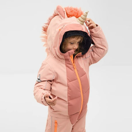 Front on-model view of Weedo Unido Kid's Snowsuit in Unido Glitter colour