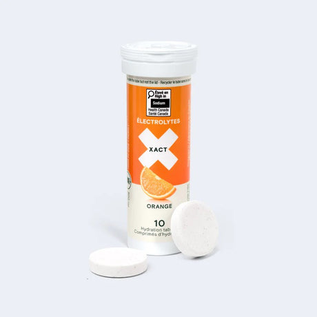 Tube of orange XACT eletrolyte tabs