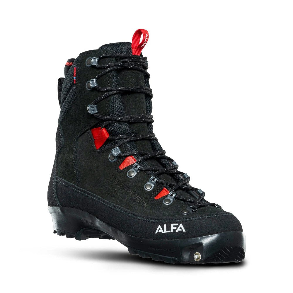 Front view of women's ALFA Skaget Perform backcountry ski boot