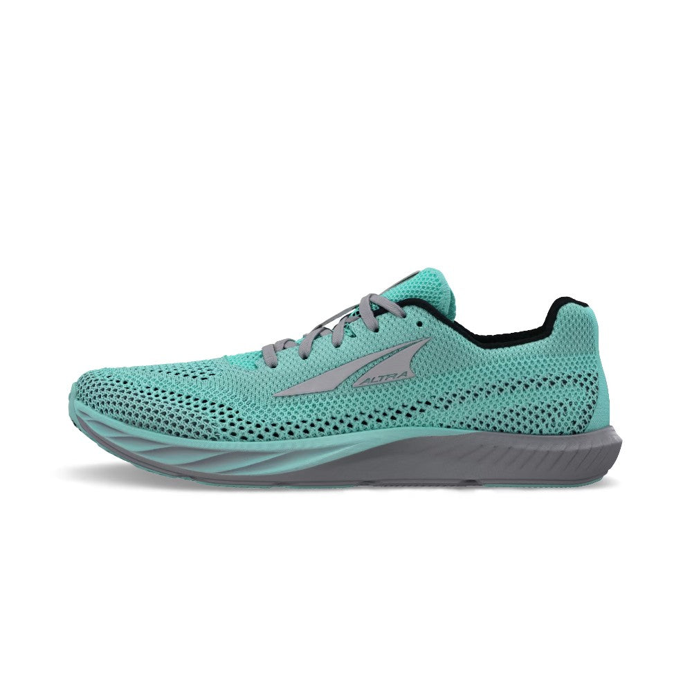 Side view of women's Altra Escalante Racer 2 running shoe in teal colour