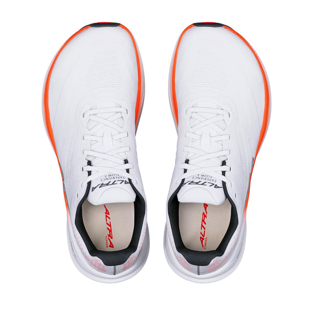 Top view of women's white/coral Altra Experience Flow 3 running shoes
