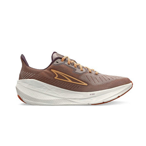 Inner side view of women's Altra Experience Flow running shoe in taupe colour