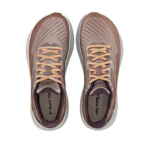 Top view of women's Altra Experience Flow running shoes in taupe colour