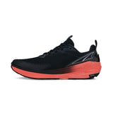 Side view of Altra Experience Wild 2 running shoe in black/coral