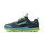 Side view of men's altra lone peak 8 running shoes in black/green