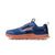 Side view of Altra lone peak 8 women's shoe in navy/coral colour
