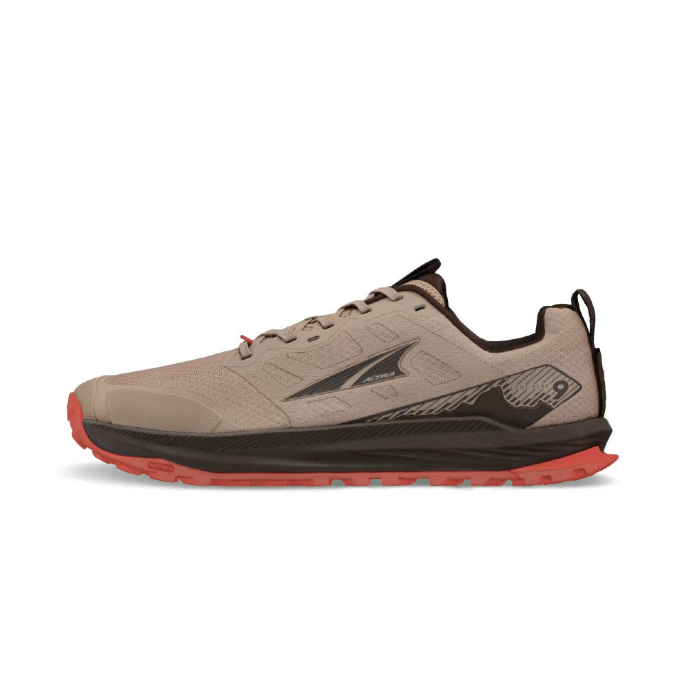 Side view of Altra Lone Peak 9 running shoe in brown