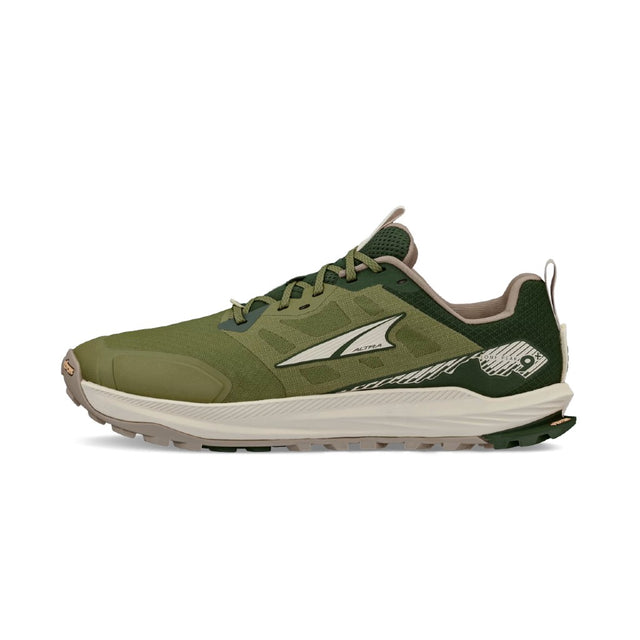 Side view of men's Altra Lone Peak 9+ trail shoe in green colour