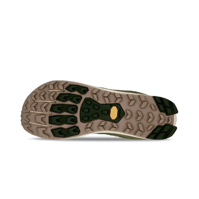 Sole of men's Altra Lone Peak 9+ trail shoe in green colour