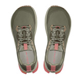 Top view of women's Altra Lone Peak 9+ trail shoes in dusty olive colour