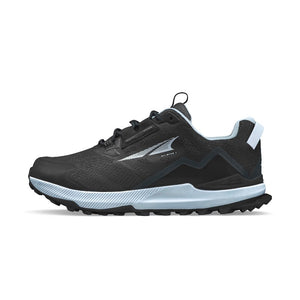 Side view of women's Altra Lone Peak All Weather Low 2 trail shoes in black