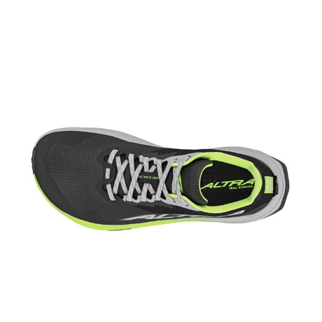 Top view of Altra Mont Blanc Speed trail running shoe in black/lime