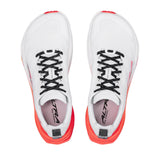 Top view of men's white/red Altra Mont Blanc Speed trail running shoes
