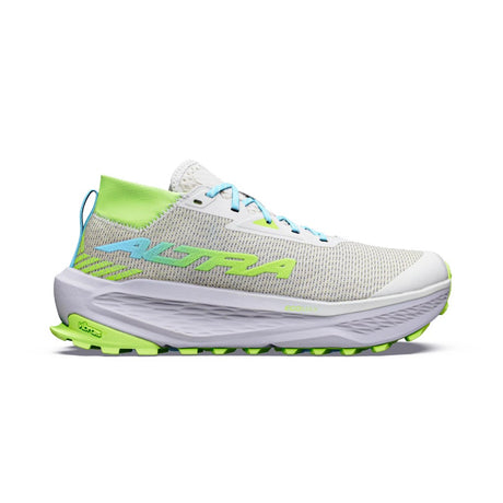 Side view of women's grey/lime Altra Olympus 275 HiLo running shoe