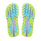 Sole view of women's grey/lime Altra Olympus 275 HiLo running shoes