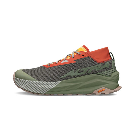 Side view of men's Altra Olympus 275 running shoe in grey/orange colour