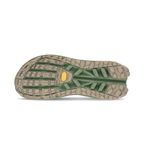 Beige/green sole of men's Altra Olympus 275 running shoe