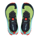 Top view of men's Altra Olympus 275 running shoes in black/green/coral/blue