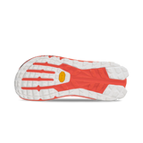 Sole of women's Altra Olympus 275 running shoe in coral/black