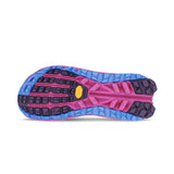Sole of women's Altra Olympus 275 running shoe in white/blue/pink colour