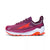Side view of women's altra olympus 5 trail running shoe in purple/orange