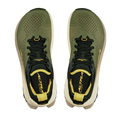 Top view of men's Altra Olympus 6 running shoes in Olive colour