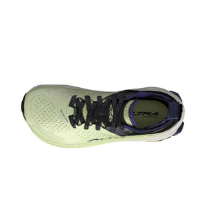 Top view of women's Altra Olympus 6 trail running shoe in black/green colour