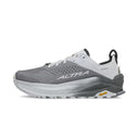 Side view of women's Altra Olympus 6 trail running shoe in gray