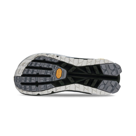 Sole of women's Altra Olympus 6 trail running shoe in gray