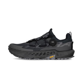 Side view of men's Altra Timp 5 BOA running shoe in black/black