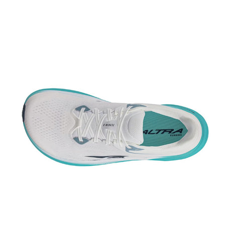 Top view of Altra Torin 8 running shoe in white/green