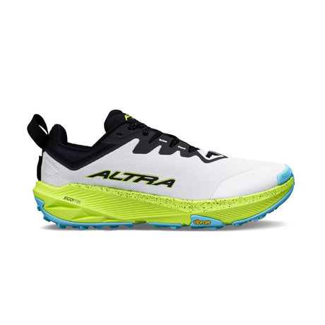 Side view of men's white/lime Altra Experience Wild 3+ trail running shoe