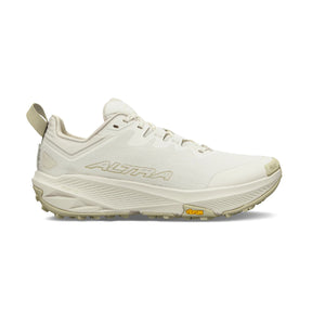 Side view of women's sand-coloured Altra Experience Wild 3+ trail running shoe