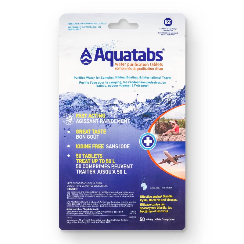 Package of Aquatabs water purification tablets