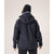 Back on-model view of women's Arc'teryx Beta AR Jacket in black sapphire colour (navy)