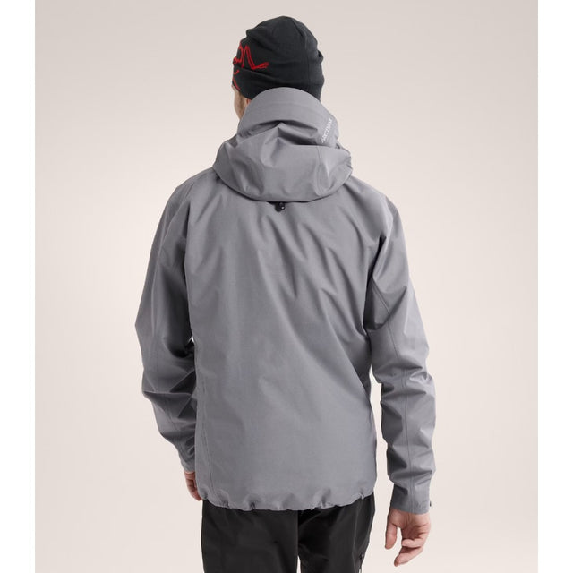 Back on-model view of men's void (gray) Arc'teryx Beta SL gore-tex jacket