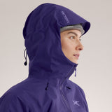 StormHood detail of Women's Arc'teryx Beta SL jacket in Soulsonic colour