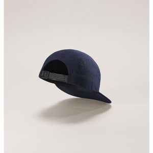 Back view of Arc'teryx Calidum 5 panel wool cap in Black Sapphire colour