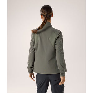 Back on-model view of women's Arc'teryx Delta Jacket in Forage (green) colour