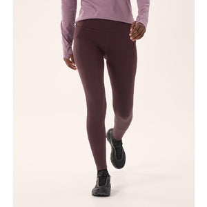 Front on-model view of women's Arc'teryx Essent Warm High Rise 26" legging in Phantasm colour