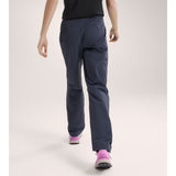 Back on-model view of women's black sapphire Arc'teryx Gamma softsheel pants