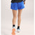 Back on-model view of women's vitality (blue) Arc'teryx Norvan 5" running shorts