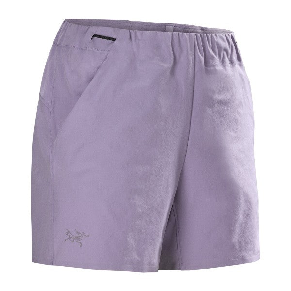 Front view of women's Arc'teryx Teplo 5" shorts in velocity (purple) 
